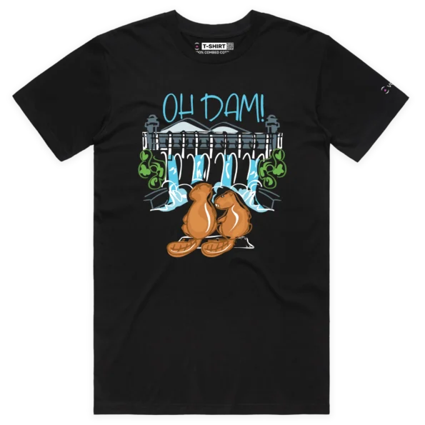 Black Male Oh Dam T-shirt, With Two Beavers design VOICEART