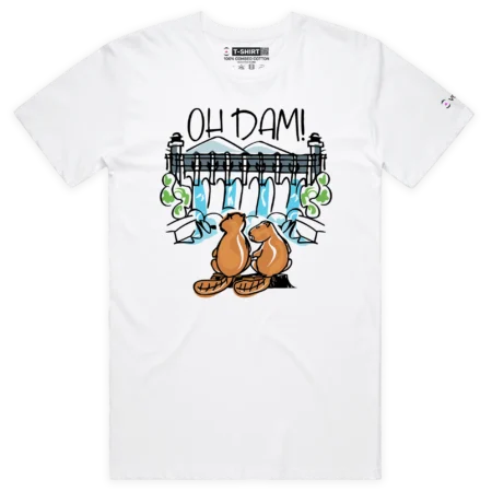 White Male Oh Dam T-shirt, With Two Beavers design VOICEART