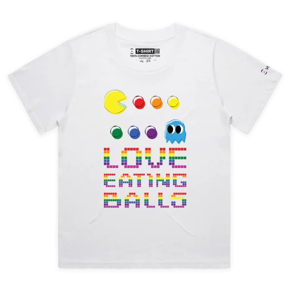 White Female Loose Your ‘Love Eating Balls’ T-shirt design VOICEART