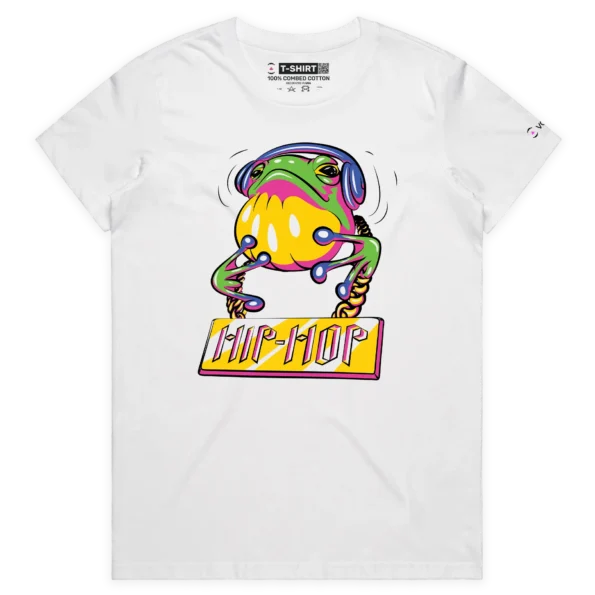 White Female Your Hip-Hop Frog Leaping T-shirt design VOICEART