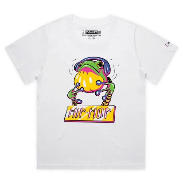 White Female Loose Your Hip-Hop Frog Leaping T-shirt design VOICEART