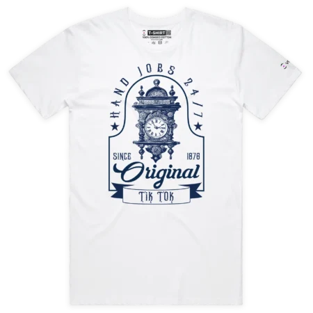 White Male Old-style Clock T-shirt With words The Original TikTok design VOICEART