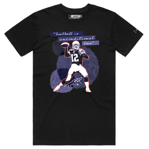 Black Male Tom Brady T-shirt: Football is Unconditional Love design VOICEART