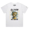 White Female Loose Your ’Cloudy With a Chance of No Brain’ T-shirt design VOICEART