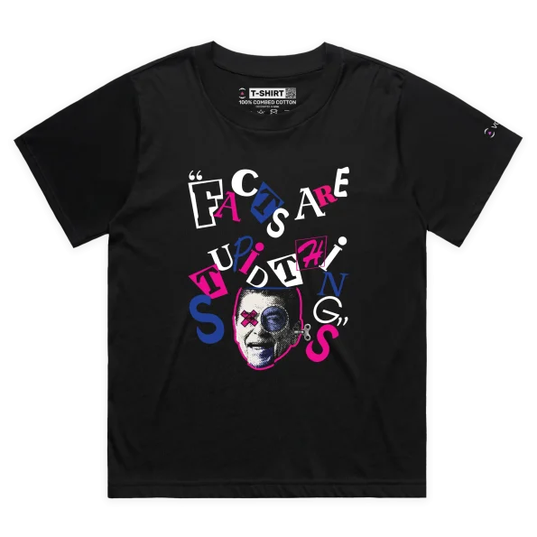 Black Female Loose Ronald Reagan ‘Facts Are Stupid Things’ T-Shirt design VOICEART