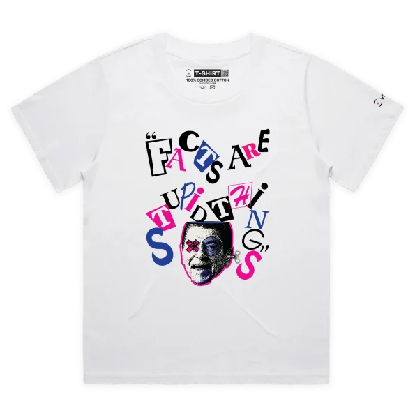 White Female Loose Ronald Reagan ‘Facts Are Stupid Things’ T-Shirt design VOICEART