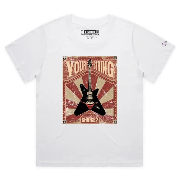 White Female Loose Guitar with musical strings and thong – Your String of Choice tshirt design VOICEART