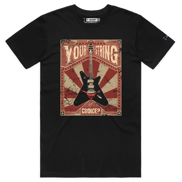 Black Male Guitar with musical strings and thong – Your String of Choice tshirt design VOICEART