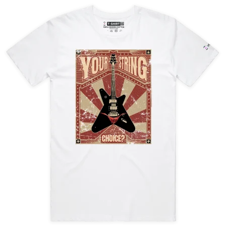 White Male Guitar with musical strings and thong – Your String of Choice tshirt design VOICEART