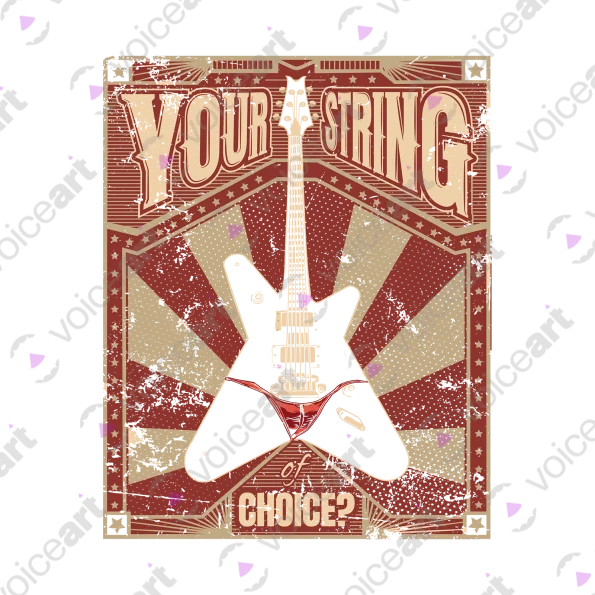 Black Watermark Guitar with musical strings and thong – Your String of Choice design VOICEART