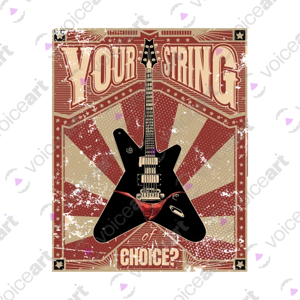 White Watermark Guitar with musical strings and thong – Your String of Choice design VOICEART