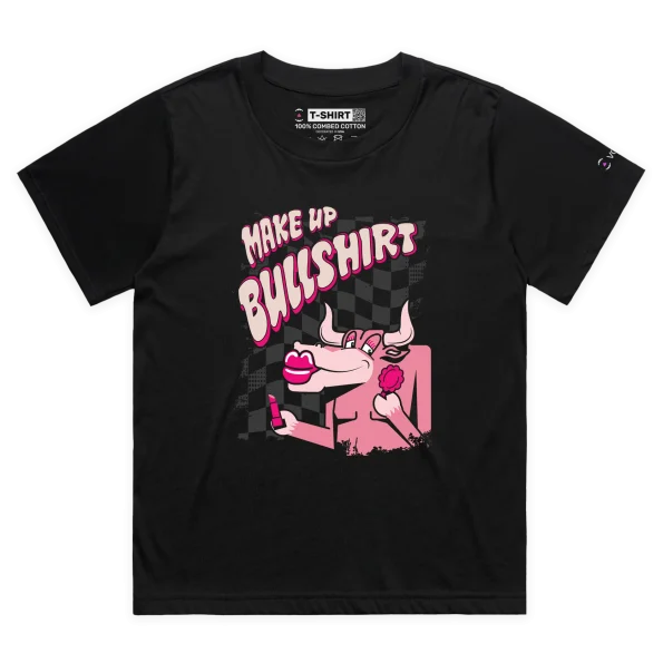 Black Female Loose T-shirt for the Makeup Bullshit brand design VOICEART