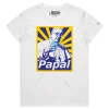 White Female T-shirt with the Pope Making a Payment by Papal design VOICEART