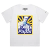 White Female Loose T-shirt with the Pope Making a Payment by Papal design VOICEART