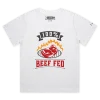 White Female Loose The T-shirt that is 100% Beef Fed Grass design VOICEART