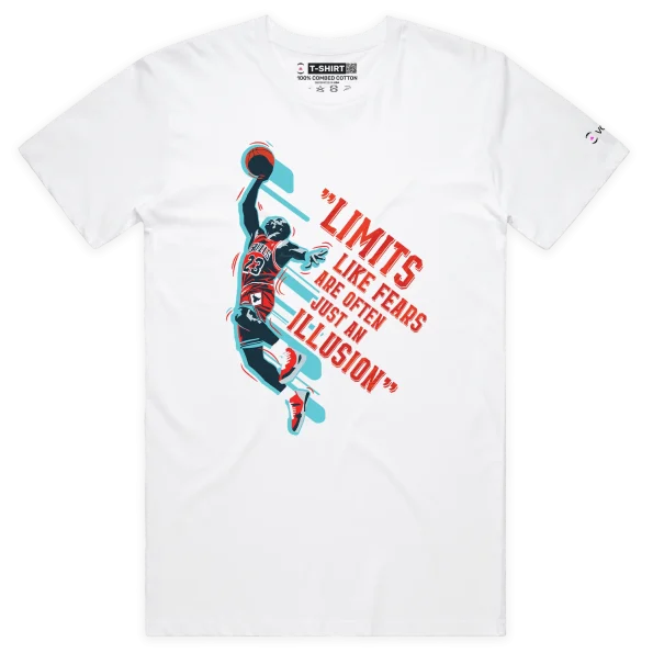 White Male ‘Limits Like Fears Are Often Just An Illusion’ T-Shirt design VOICEART