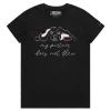 Black Female T-shirt with dog saying ‘My partner Does Not Flea’ design VOICEART