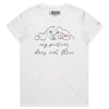 White Female T-shirt with dog saying ‘My partner Does Not Flea’ design VOICEART