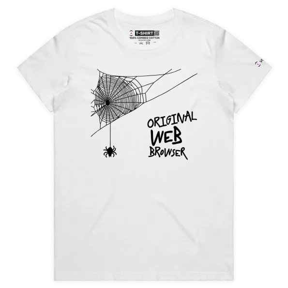 White Female Original Web Browser T-shirt with Graphic design VOICEART