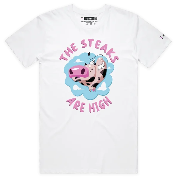 White Male ‘The Steaks Are High’ T-shirt design VOICEART