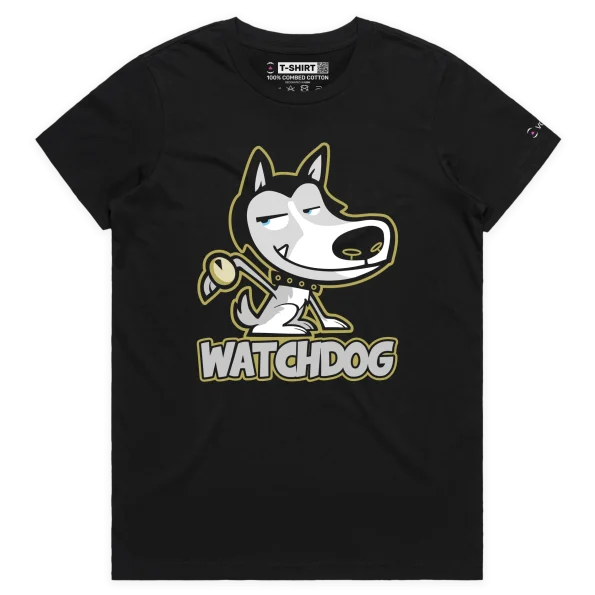 Black Female Watchdog Husky Wearing a Watch tshirt design VOICEART