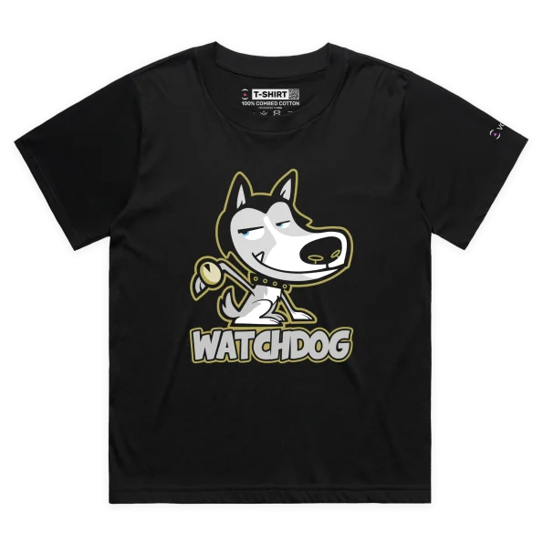 Black Female Loose Watchdog Husky Wearing a Watch tshirt design VOICEART