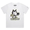 White Female Loose Watchdog Husky Wearing a Watch tshirt design VOICEART