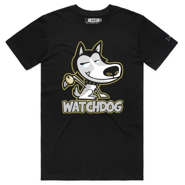 Black Male Watchdog Husky Wearing a Watch tshirt design VOICEART