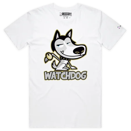 White Male Watchdog Husky Wearing a Watch tshirt design VOICEART