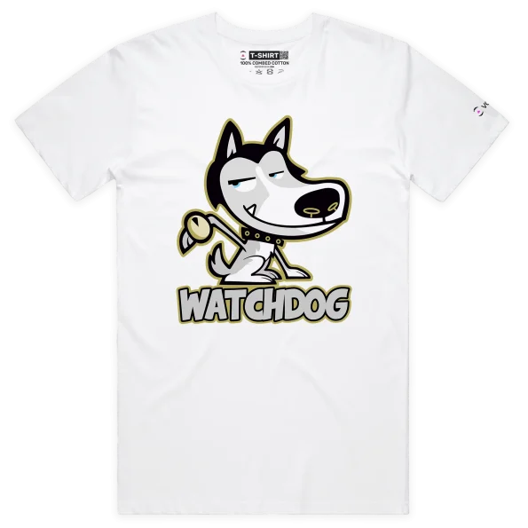 White Male Watchdog Husky Wearing a Watch tshirt design VOICEART