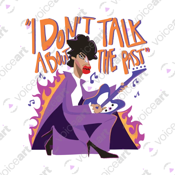 Black watermark Prince: ‘I Don’t Talk About The Past’ design VOICEART