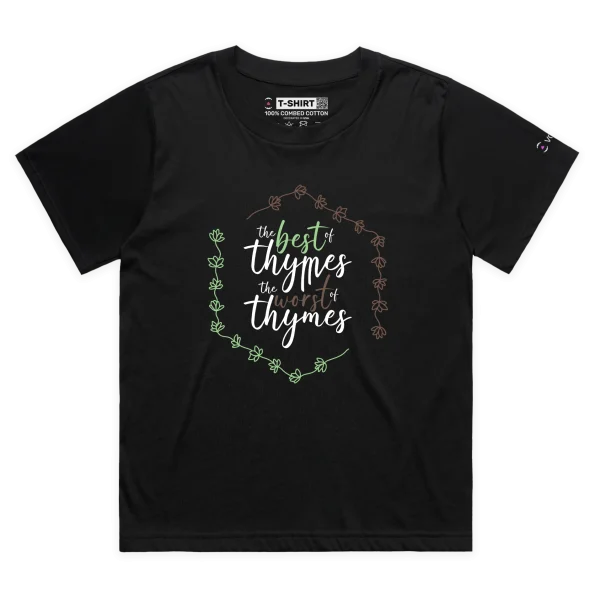 Black Female Loose Herb T-shirt with ‘The Best Worst of Times’ design VOICEART