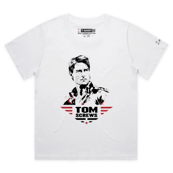 White Female Loose ‘Tom Screws’ - Take On Tom Cruise’s Name designT-Shirt VOICEART