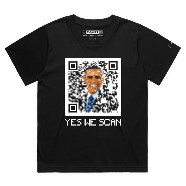 Black Female Loose Barack Obama And Beeping QR Code Premium T-shirt design VOICEART