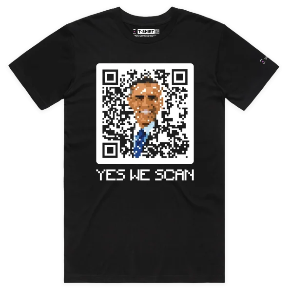 Black Male Barack Obama And Beeping QR Code Premium T-shirt design VOICEART