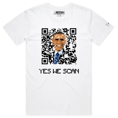 White Male Barack Obama And Beeping QR Code Premium T-shirt design VOICEART