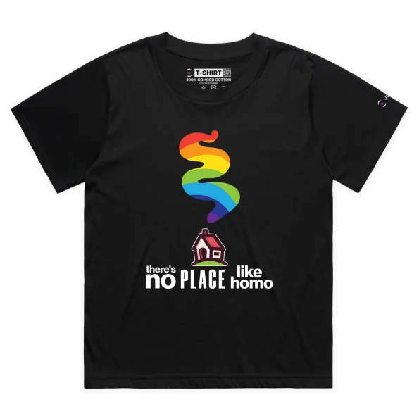 Black Female Loose ‘There’s No Place Like Homo’ T-shirt design VOICEART