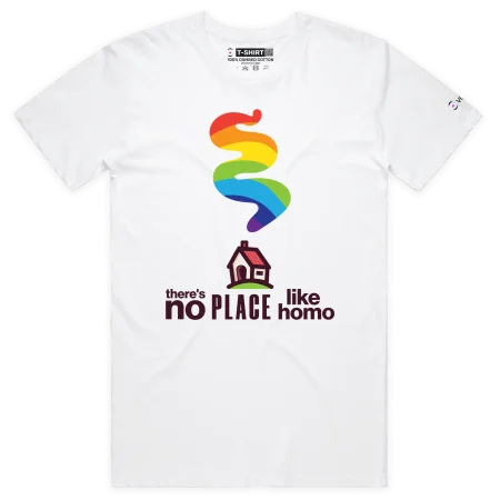 White Male ‘There’s No Place Like Homo’ T-shirt design VOICEART