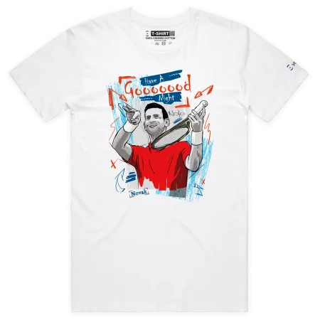 White Male Novak Djokovic Good Night Premium Graphic T-Shirt VOICEART