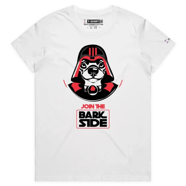 White Female Darth Vader Dog ‘Join The Bark Side’ T-Shirt design VOICEART