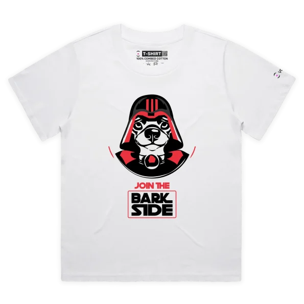 White Female Loose Darth Vader Dog ‘Join The Bark Side’ T-Shirt design VOICEART