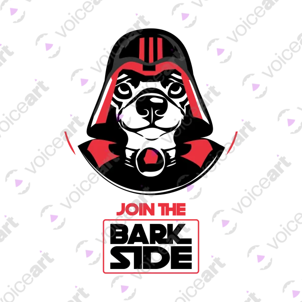 White watermark Darth Vader Dog ‘Join The Bark Side’ design VOICEART