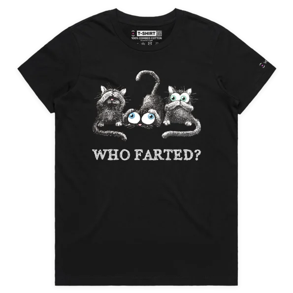 Black Female Who Farted Smelly Cats Funny Animals T-Shirt Design VOICEART