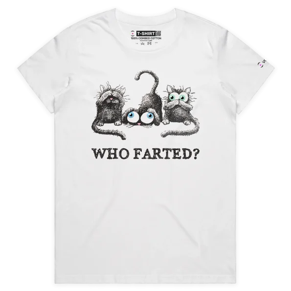 White Female Who Farted Smelly Cats Funny Animals T-Shirt Design VOICEART