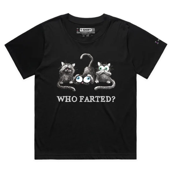 Black Female Loose Who Farted Smelly Cats Funny Animals T-Shirt Design VOICEART