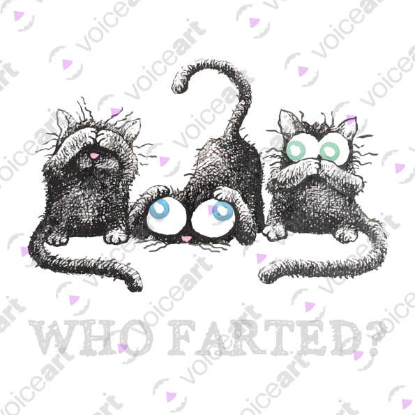 Black watermark Who Farted Smelly Cats Funny Animals design VOICEART